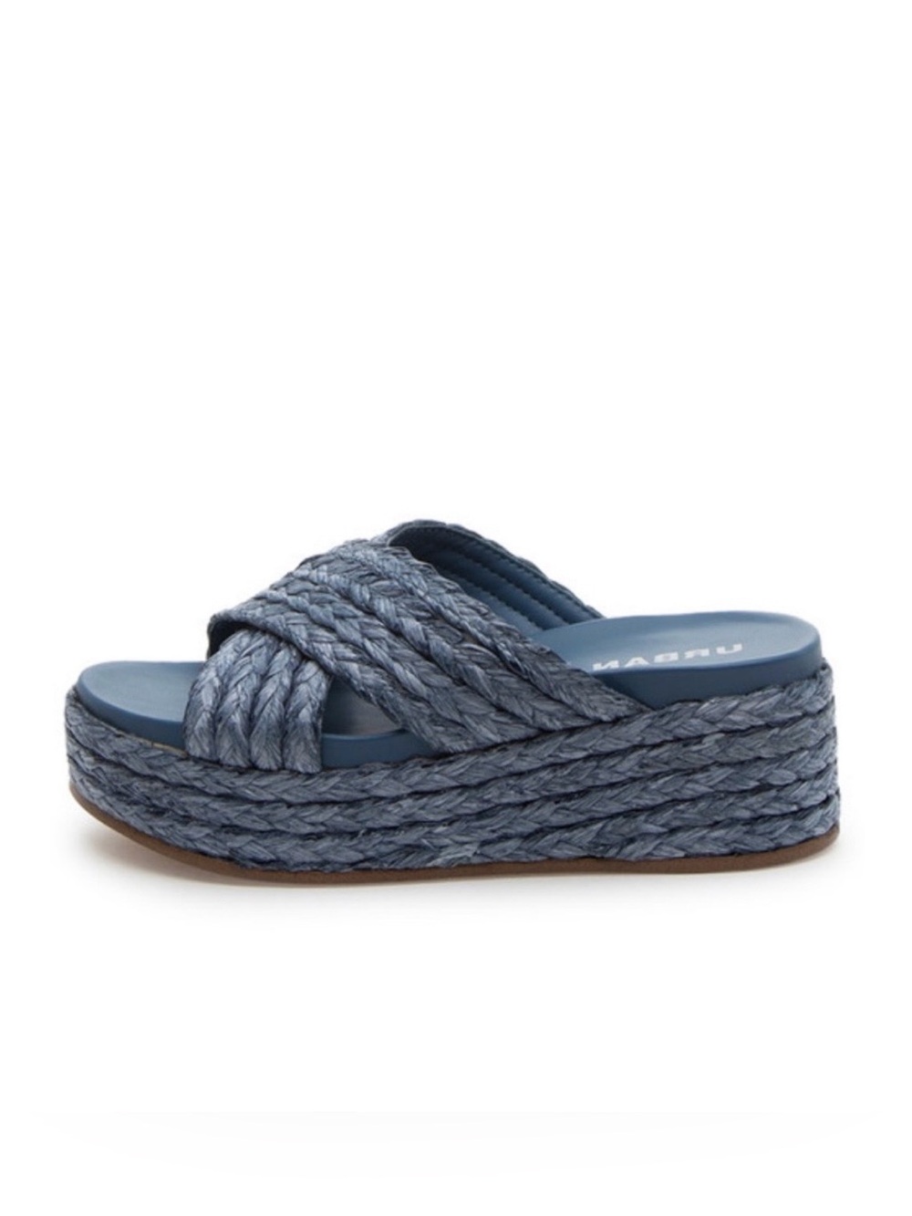 NWT J/SLIDES QUINCI Denim Raffia Sandal
